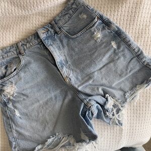 Zara Light Wash Distressed Denim Cutoff Shorts